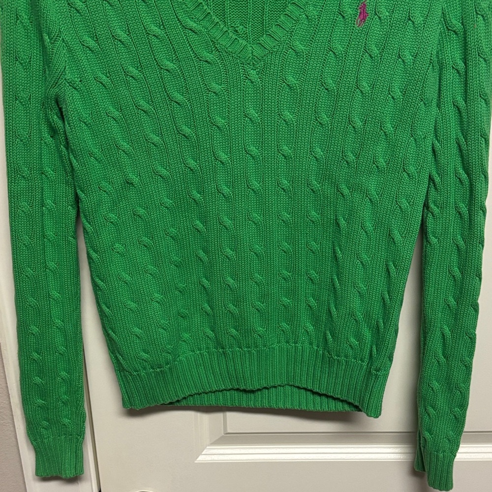 Ralph Lauren Sport V-Neck Cable-knit Sweater in Vibrant Green - Picture 5 of 6